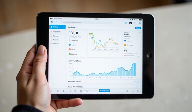 Mano sosteniendo una tableta con un gráfico de progreso de salud digital